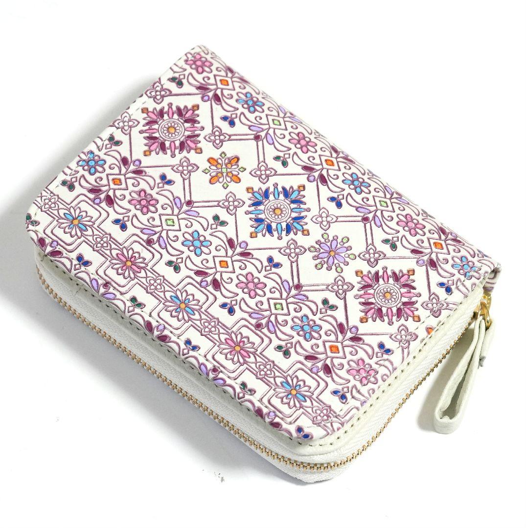 【新品未使用】友禅文庫 花柄二つ折り財布 牛革 日本製