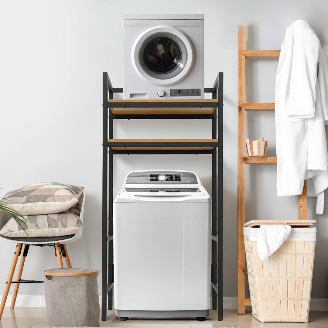 な*星様 ランドリーラック 洗濯機ラック ランドリー 収納棚 頑丈 フック付き