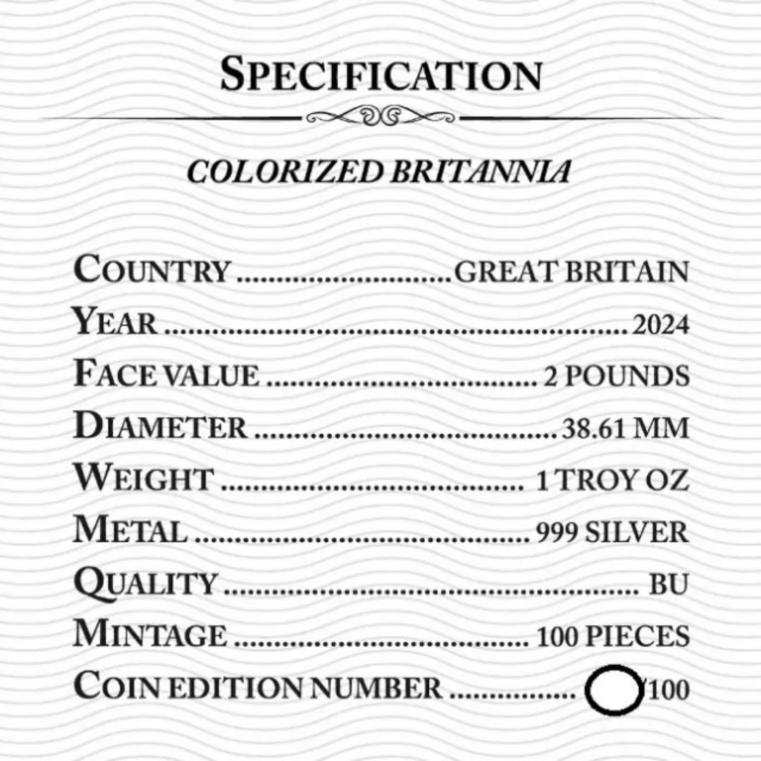 世界100枚限定 イギリス ブリタニア 銀貨 カラー ロンドンビッグベン 1oz