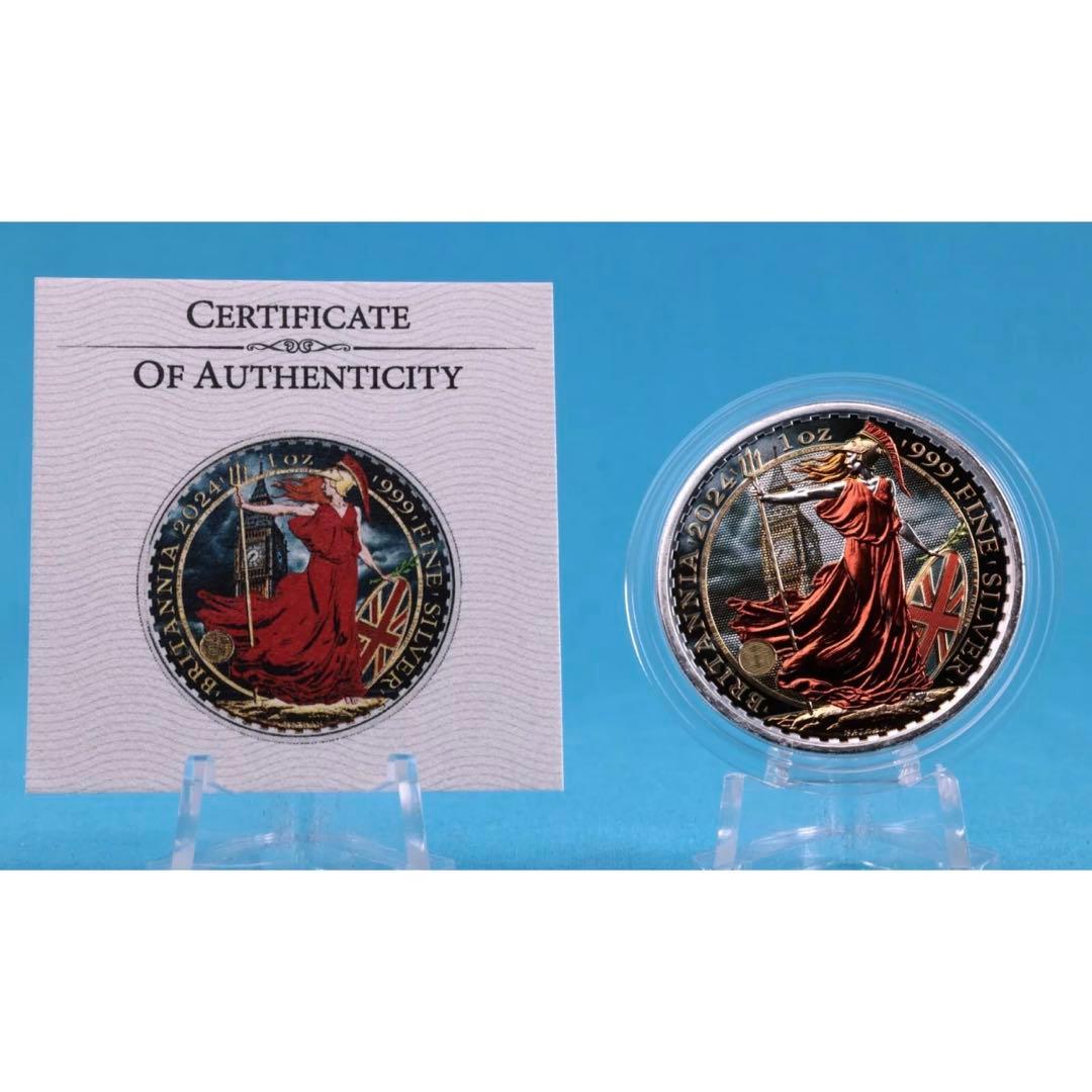 世界100枚限定 イギリス ブリタニア 銀貨 カラー ロンドンビッグベン 1oz