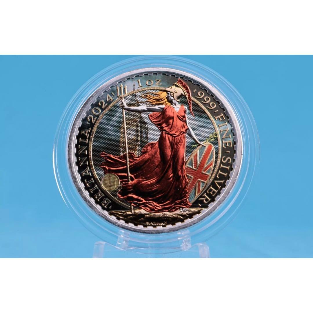 世界100枚限定 イギリス ブリタニア 銀貨 カラー ロンドンビッグベン 1oz