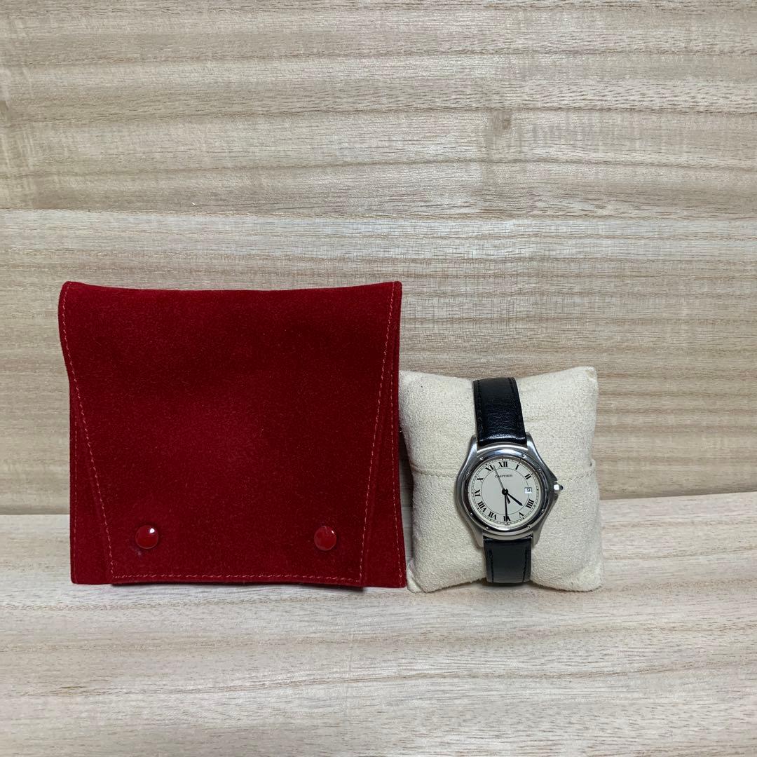 美品 カルティエ パンテール クーガー シルバー ローマン デイト LM