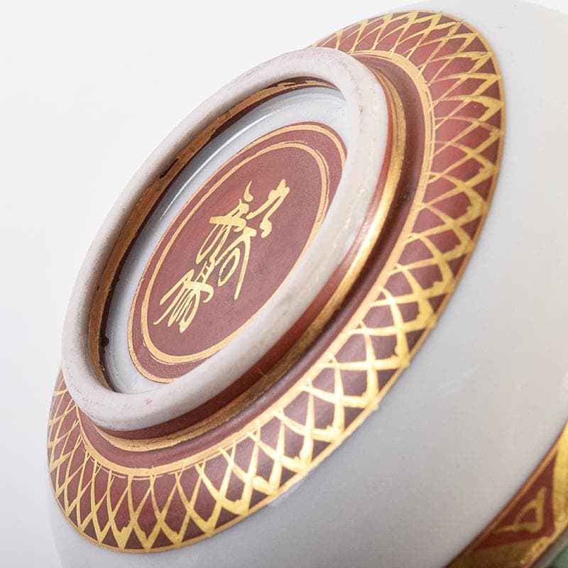 九谷焼　二代目　岳陽作　色絵金彩細字　三十六歌仙　香合　共箱　M　R7585