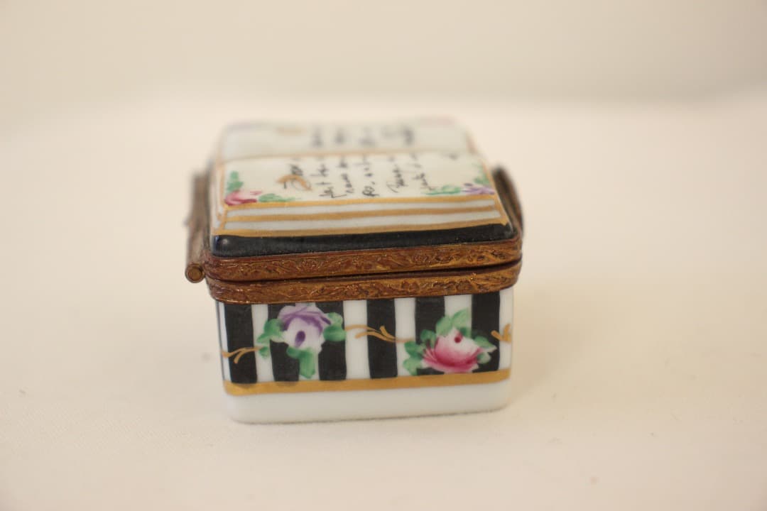 アンティーク　フランス　リモージュボックス　本　Book 羽