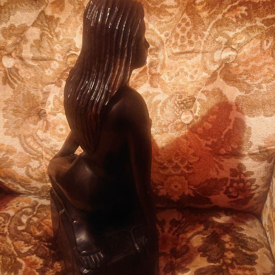 木製女性像 彫刻 ダークブラウンアンティーク