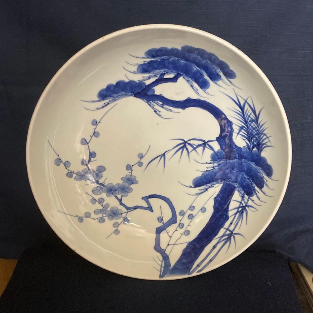 鍋島　松樹紋大皿　櫛高台