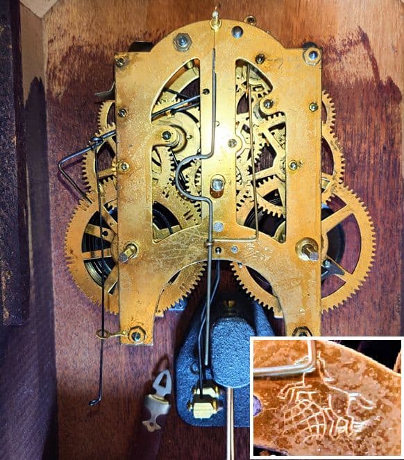 〈完動・美品〉尾張時計地球馬印　宮型ゼンマイ振り子時計 古時計　ボンボン時計