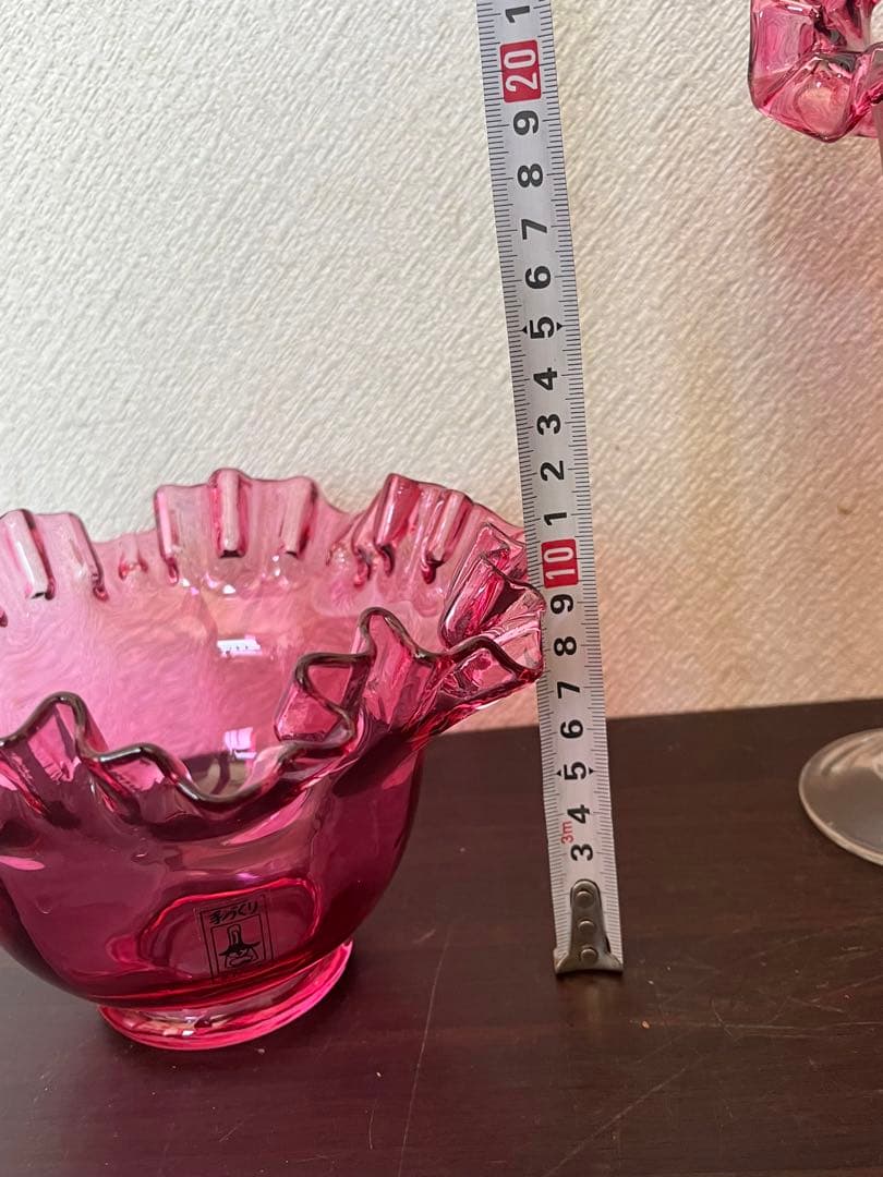 美品 フリルガラス きたいち きたいち硝子 フラワーベース 花瓶 花器 花入
