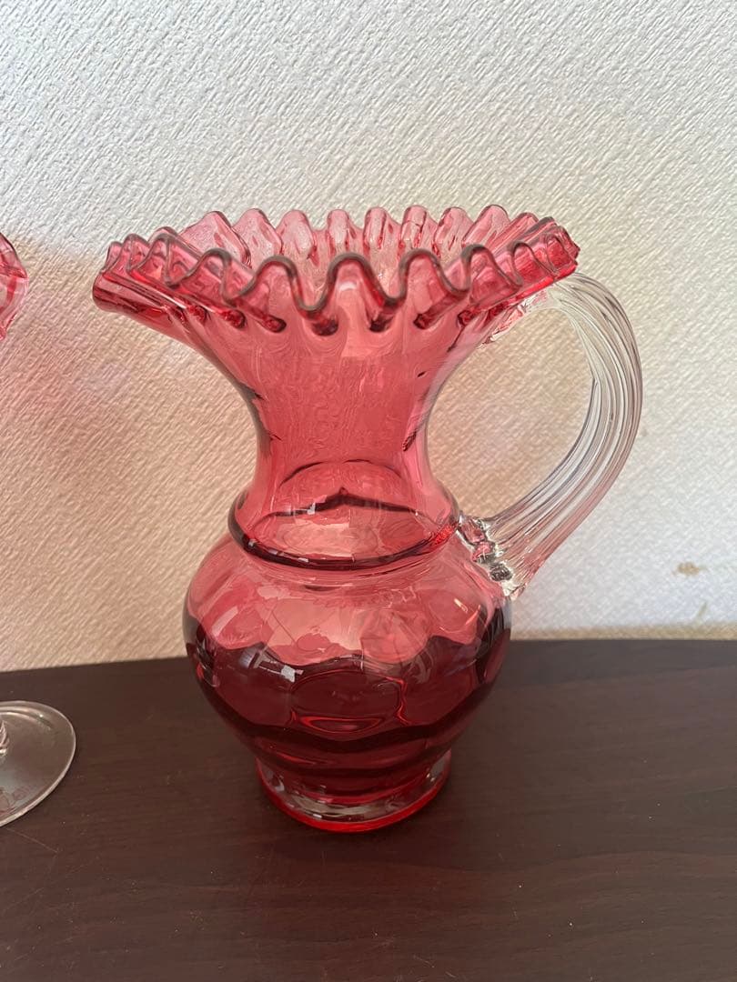 美品 フリルガラス きたいち きたいち硝子 フラワーベース 花瓶 花器 花入