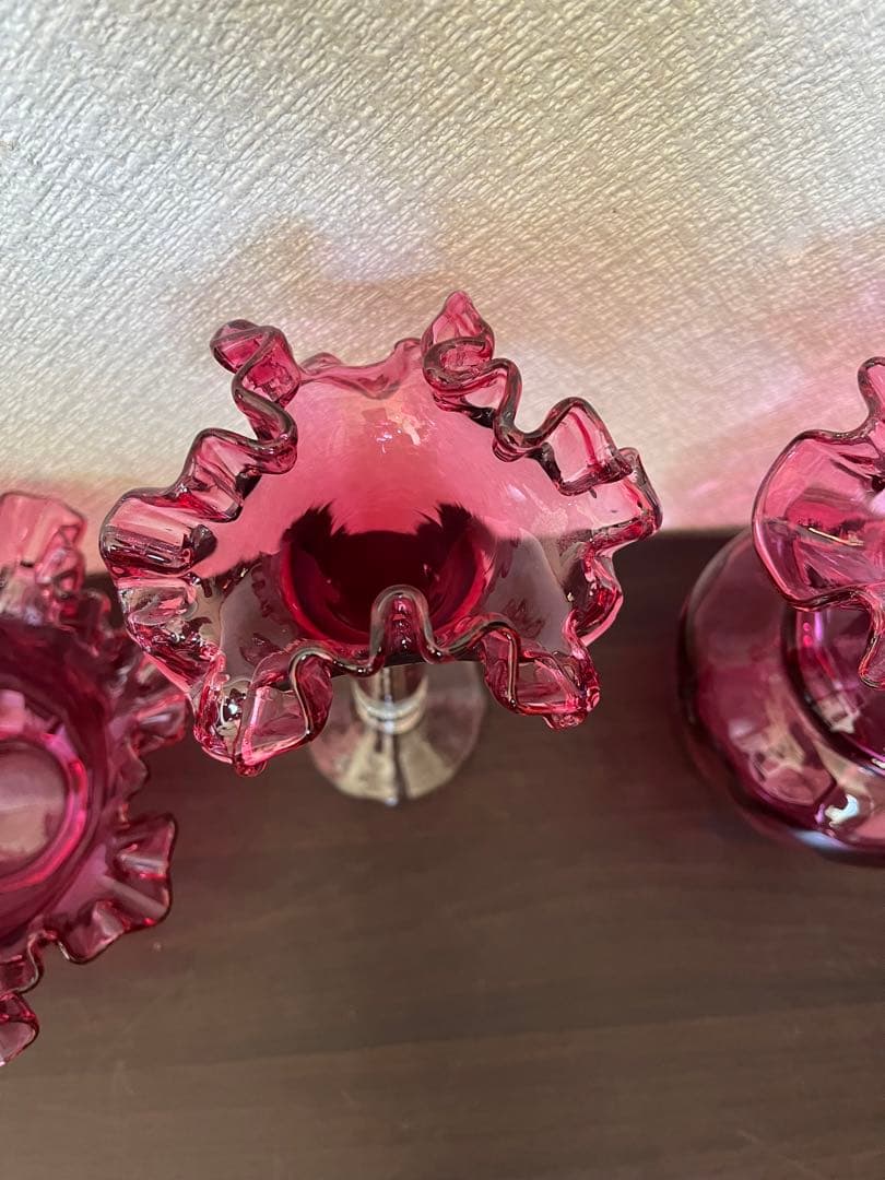 美品 フリルガラス きたいち きたいち硝子 フラワーベース 花瓶 花器 花入