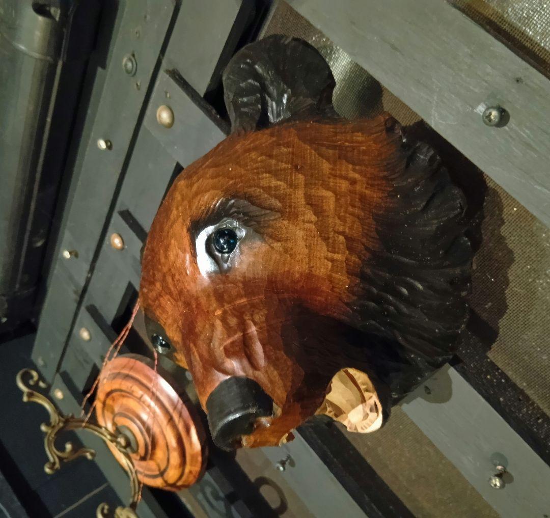 希少　ガラス目　アイヌ民芸　壁掛け　木彫り　熊　堀井民芸　サイン