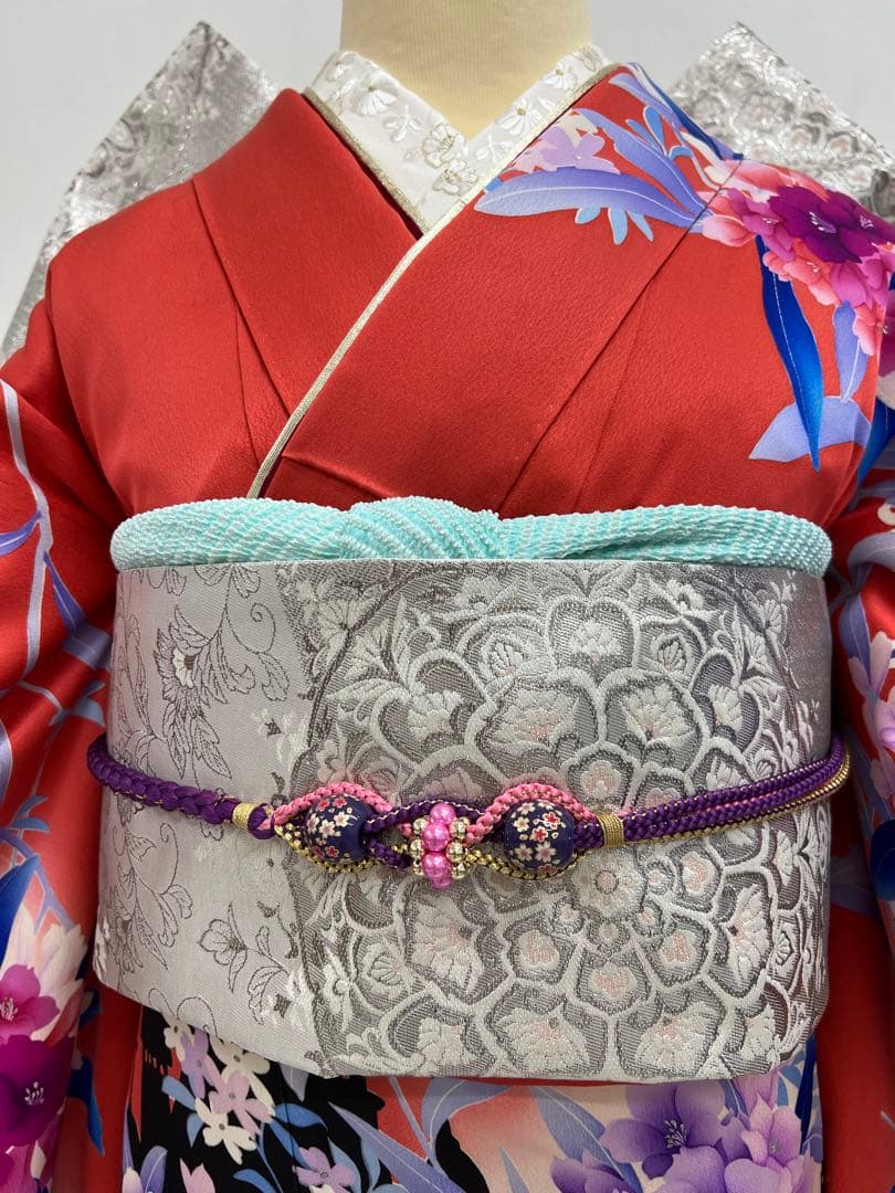 振り袖　フルセット　長襦袢付　モダン　珍品　洋花　金彩加工　620