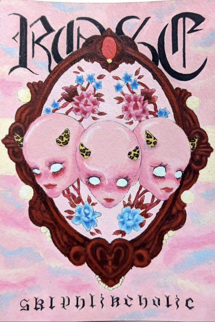 ポストカードサイズ　額縁付き　イラスト原画　インテリア