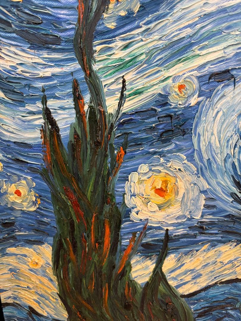 油彩額縁「星月夜」　黒フレーム付き