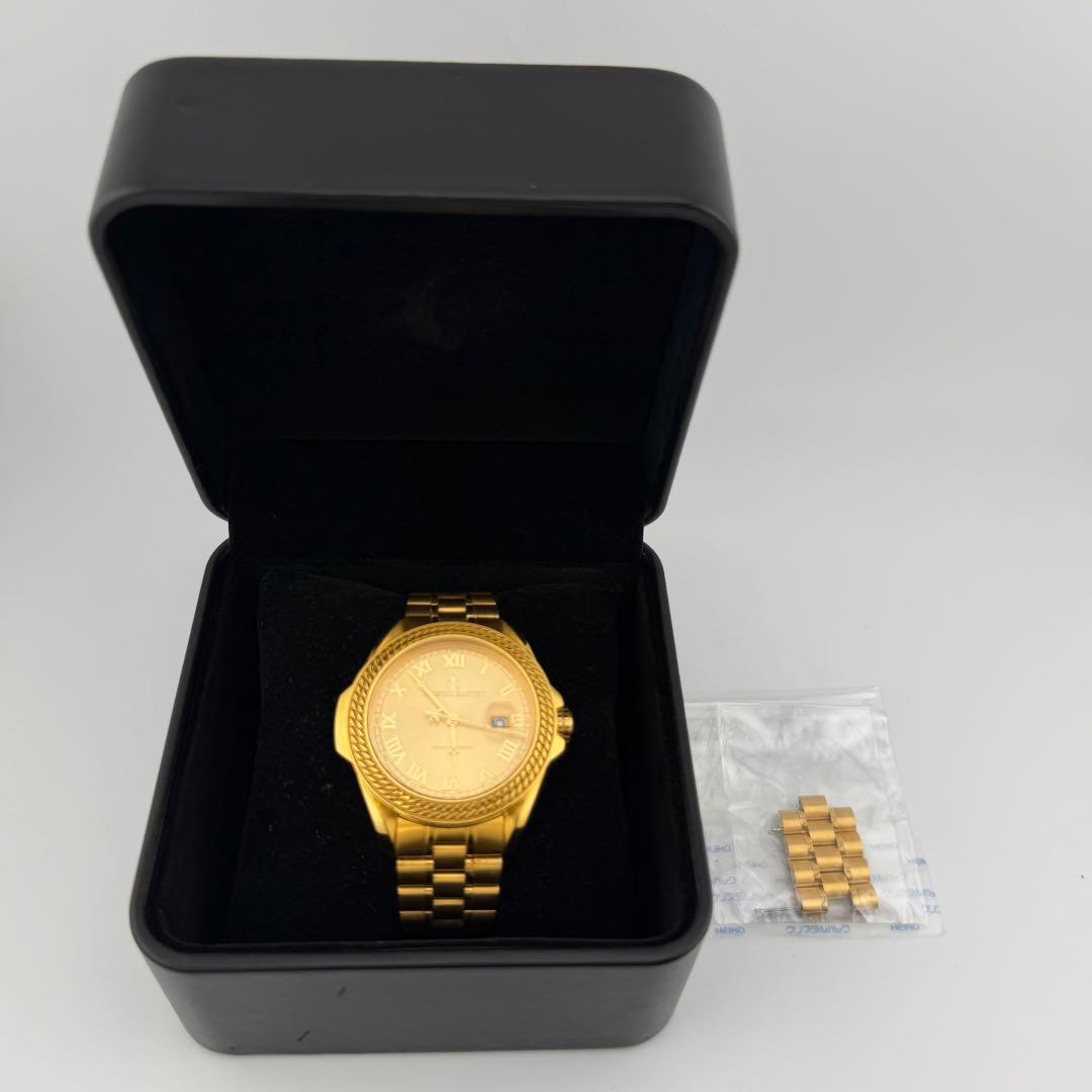 美品 クリスタルカーター FELIX 2 ゴールド メンズ クォーツ腕時計