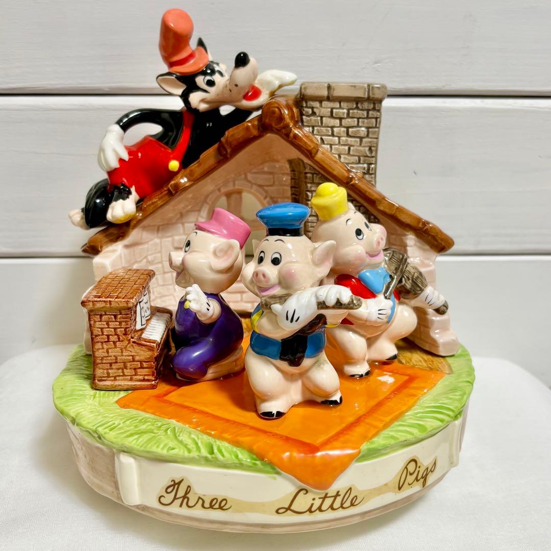 レトロ★ 三匹の子ぶた 陶器 オルゴール ディズニー