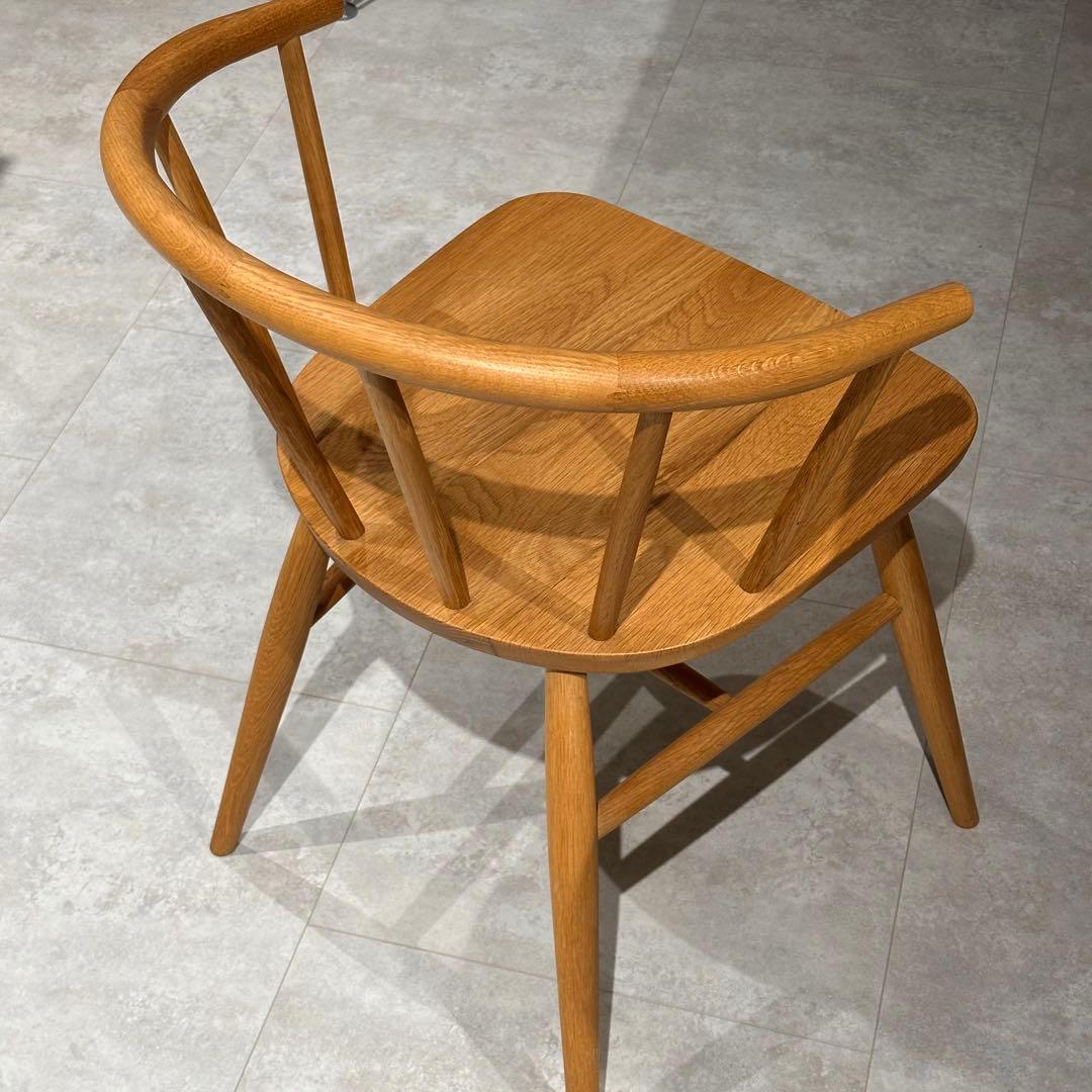 【手渡し】無印良品 オーク材テーブル丸脚/アームチェア丸脚(2脚) 中古品