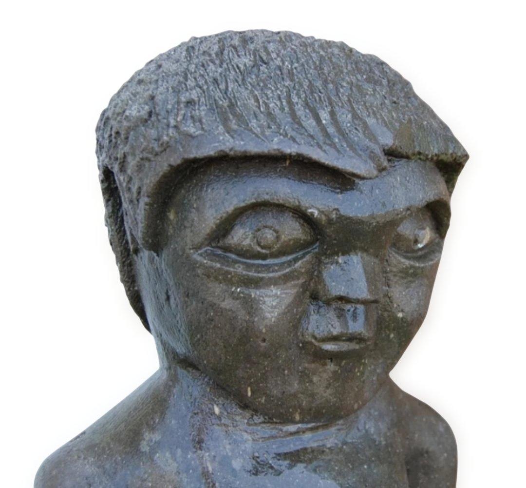 西洋庭園 八女石の古い小便小僧 ガーデン 石像 水鉢 噴水 燈籠