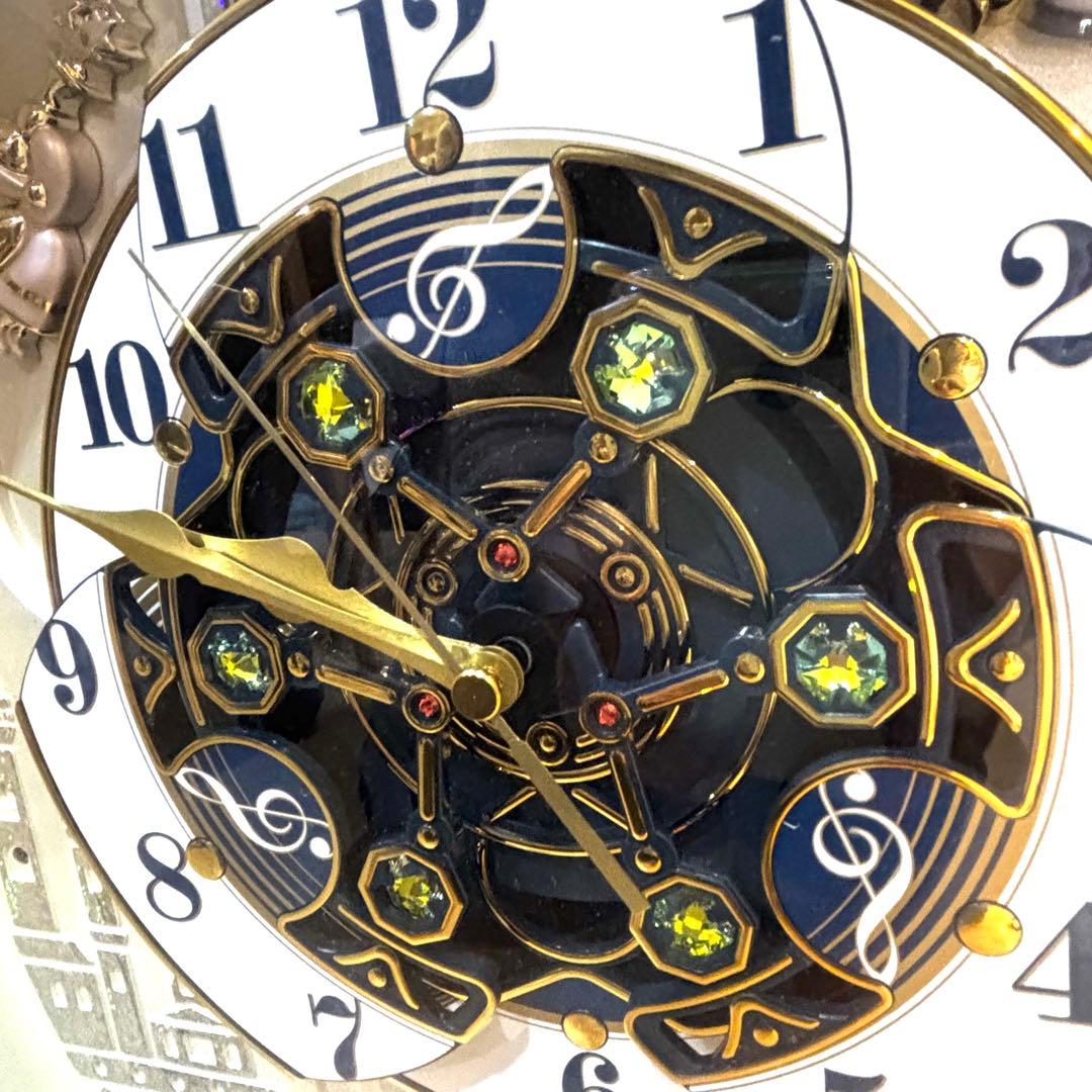 【極美品】セイコー RE579S 電波 メロディ からくり 掛け 時計 回転