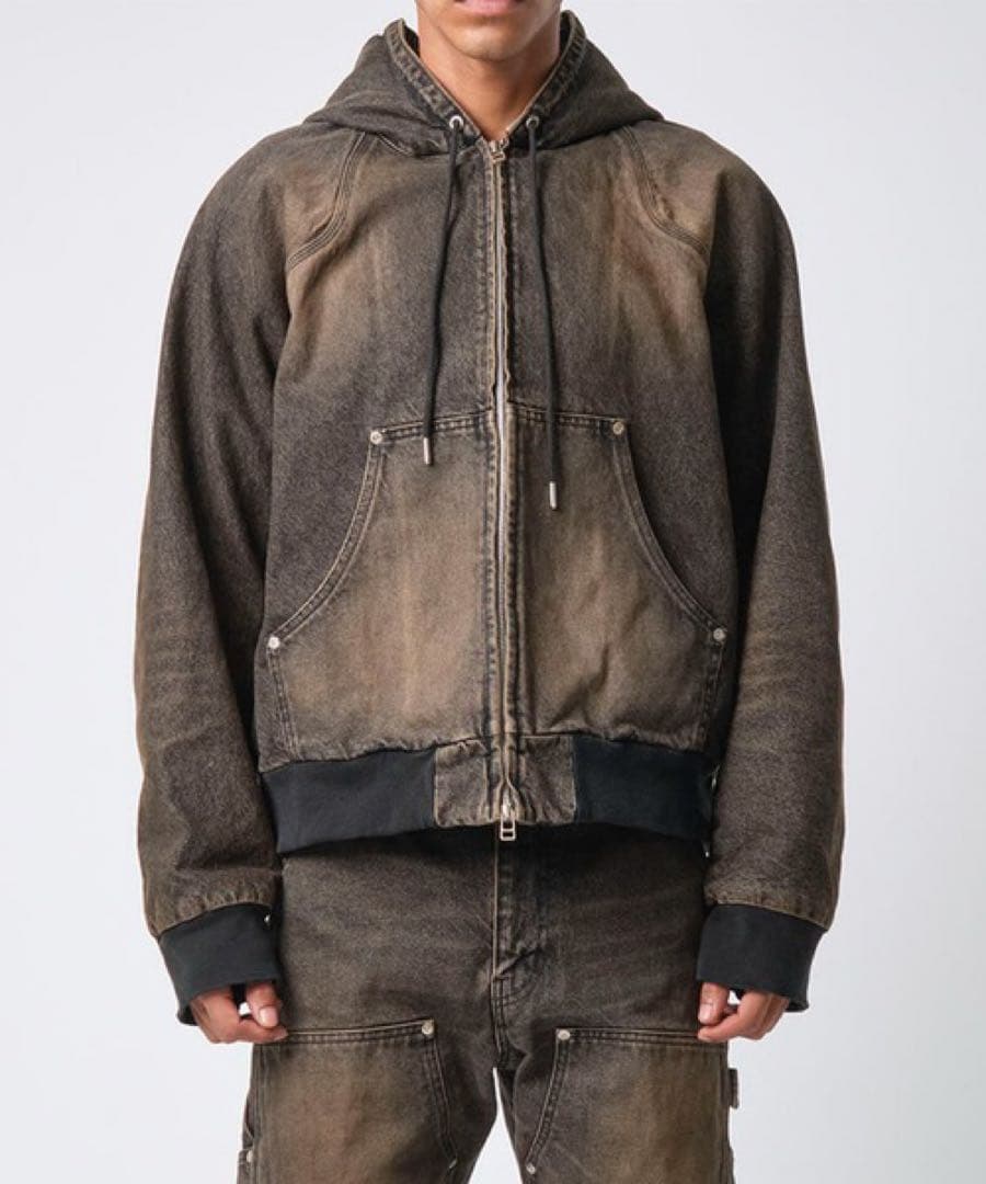 ジャケット・アウター 25ss 2 NVRFRGT denim hooded work jacket