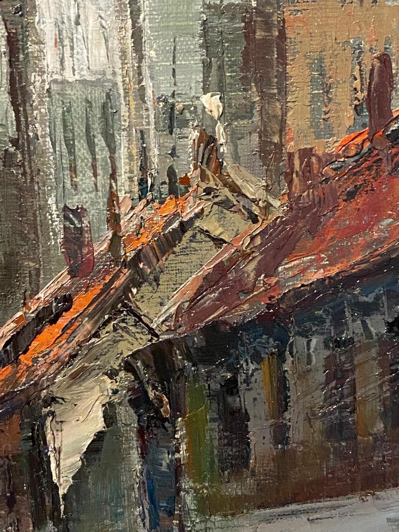 「真作」曳野豊重「ローマ市街」風景画　油彩画　額装　サイン有り　F8号