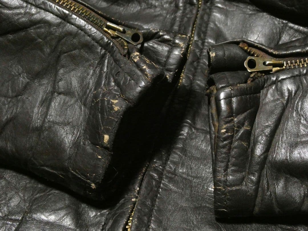 60-70sヴィンテージ！五角形TALON＆逆ハの字！シングルライダース濃茶