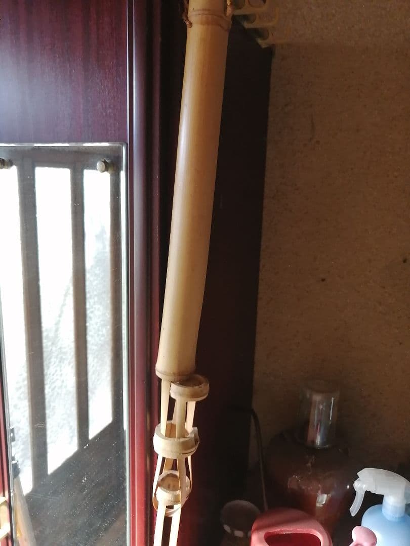 古民具　伝統的な竹製道具 約0.9ｍ 竹筒　竹製花器