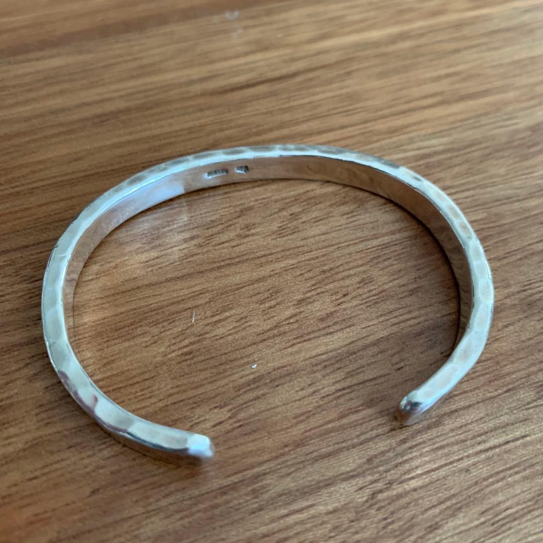 美品　市松　ベルーリア　5mmバングル　シルバー980 刻印なし
