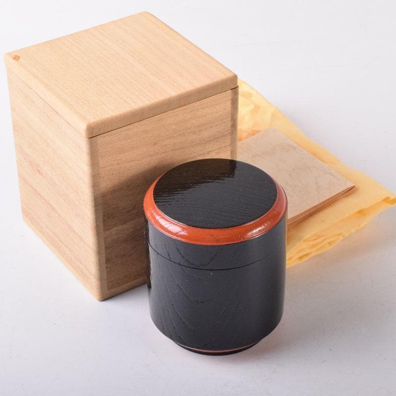 茶道具　西大寺　日の丸茶入　松本実道書付　共布共箱　V　8230