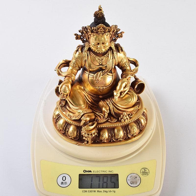 中国　大明永楽年施　古銅鍍金　チベット仏　仏像　置物　H　9195E