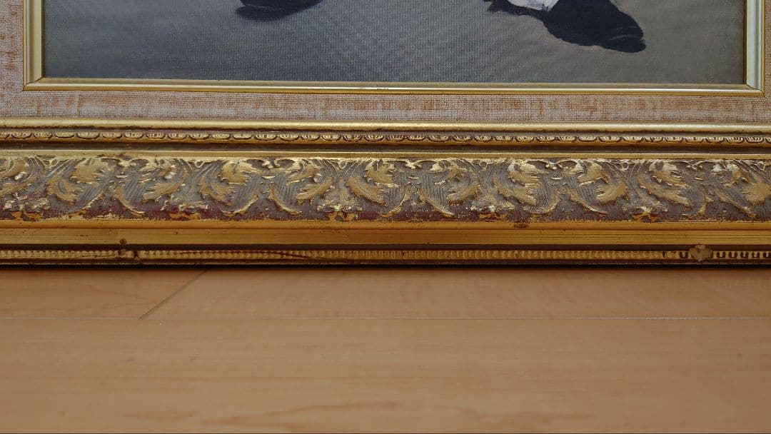 【中古品】マネ「笛を吹く少年」　油彩　複製画額　豪華額装