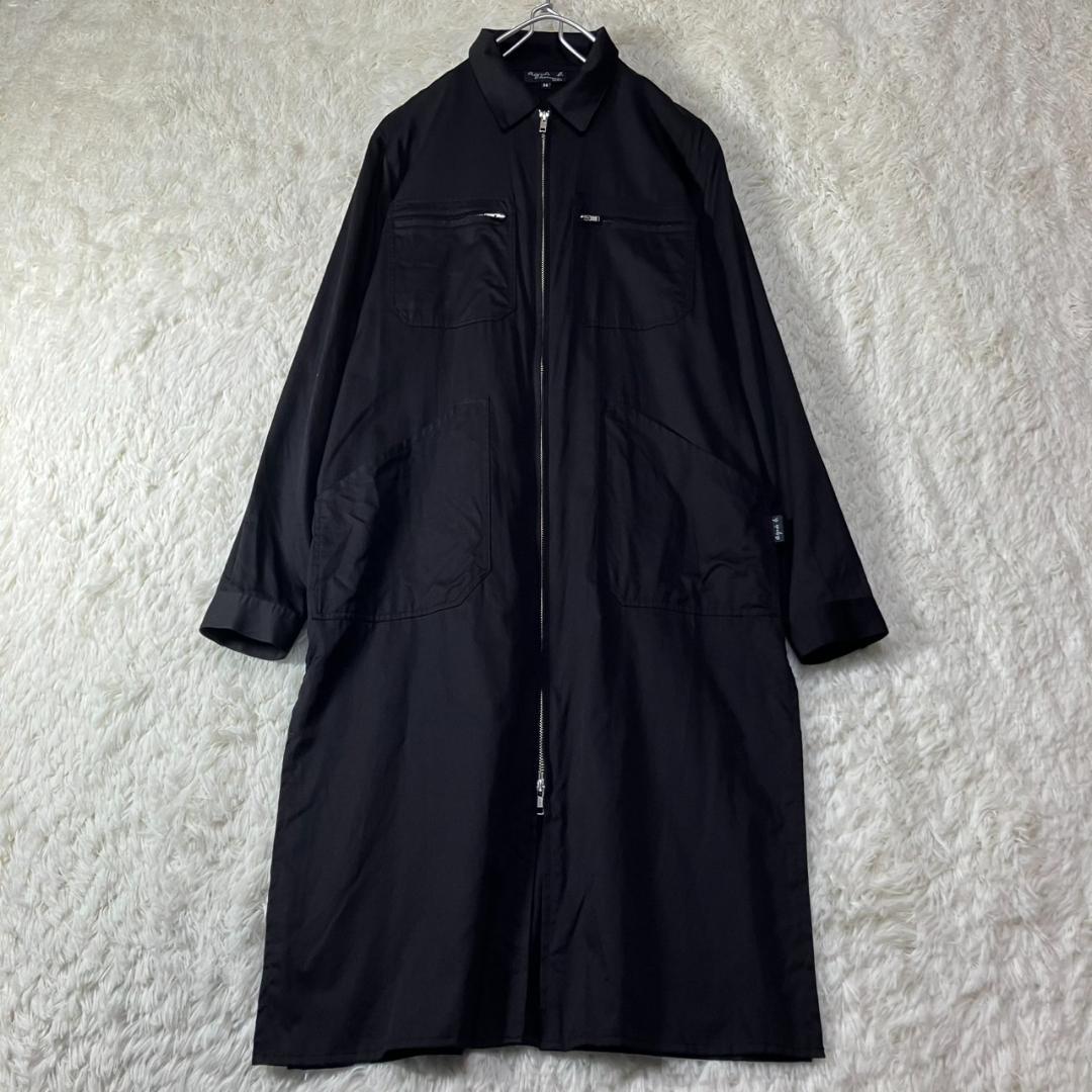 美品 アニエスベーオム ロングコート ジャケット ジップ コットン 日本製 S