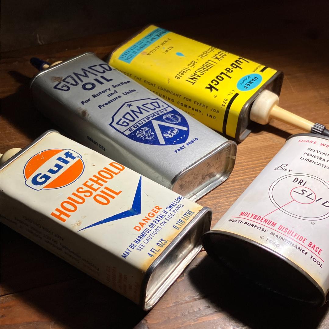 オイル缶4本★1950s-60s／USA／vintage／アメリカ