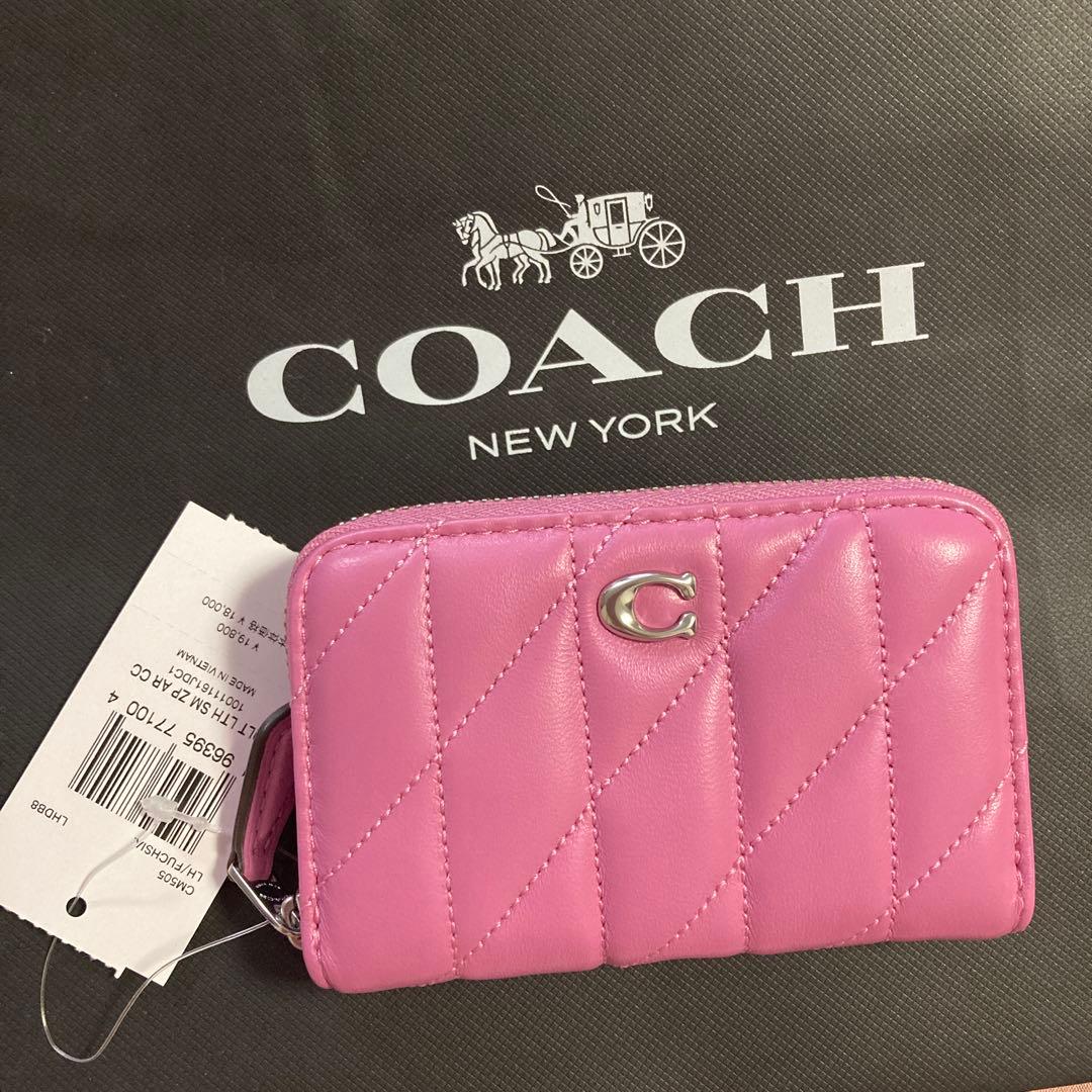 coach コーチ　正規品　キルティング　ケース　ピンク　財布　カード