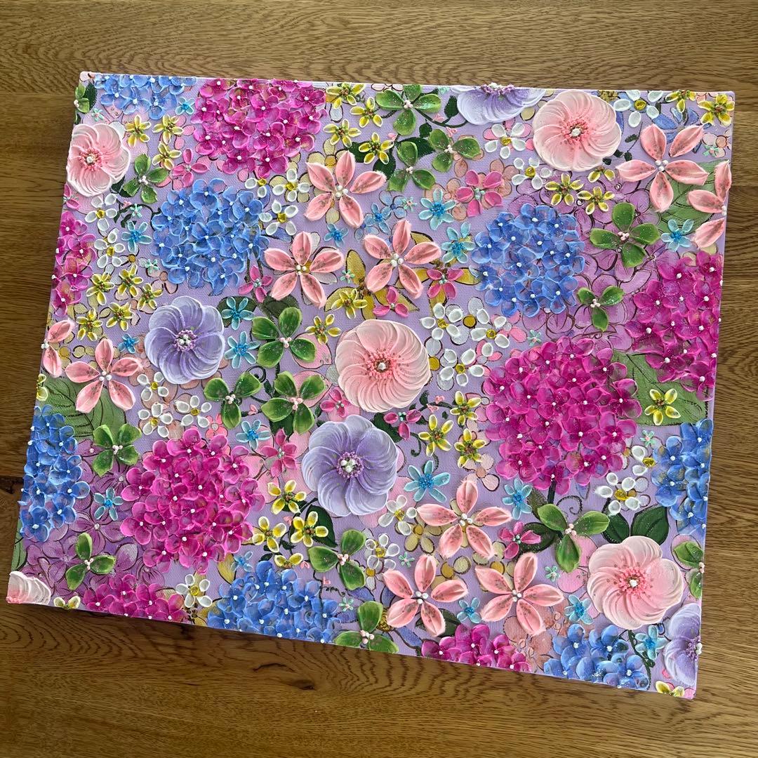 原画 フラワーアート 花の絵 花柄 ボタニカル 花図鑑　花　ガーデン 紫陽花