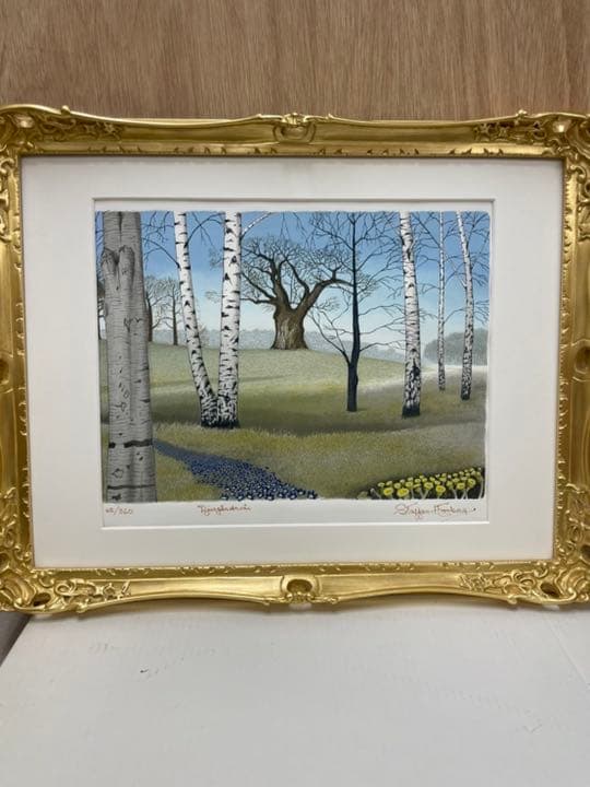 白樺 リトグラフ(ゴールド)