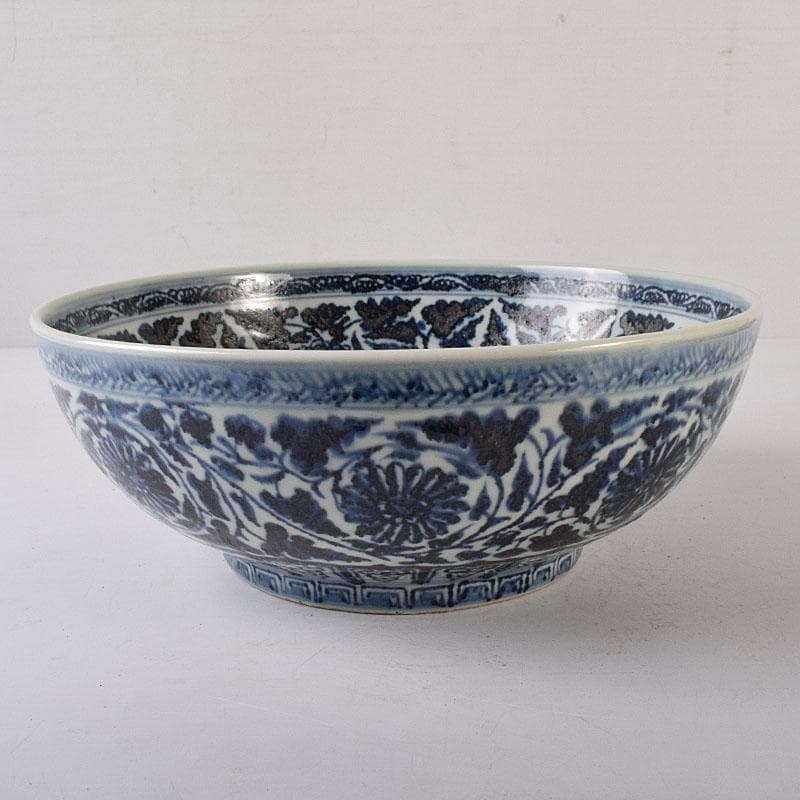 中国　青花　纏枝花弁文　大鉢　M　R8190