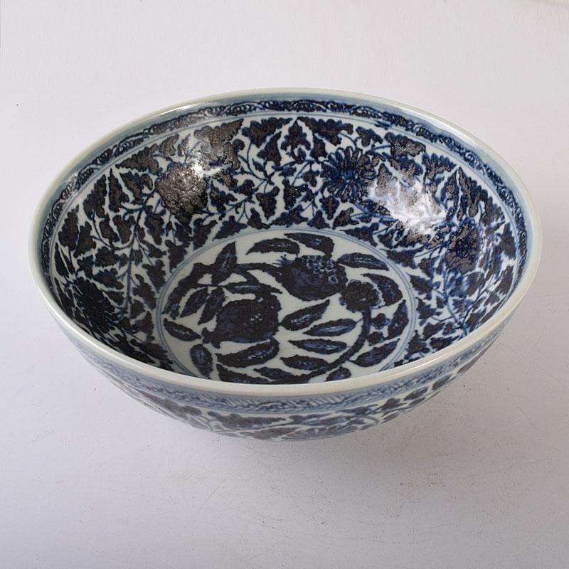 中国　青花　纏枝花弁文　大鉢　M　R8190