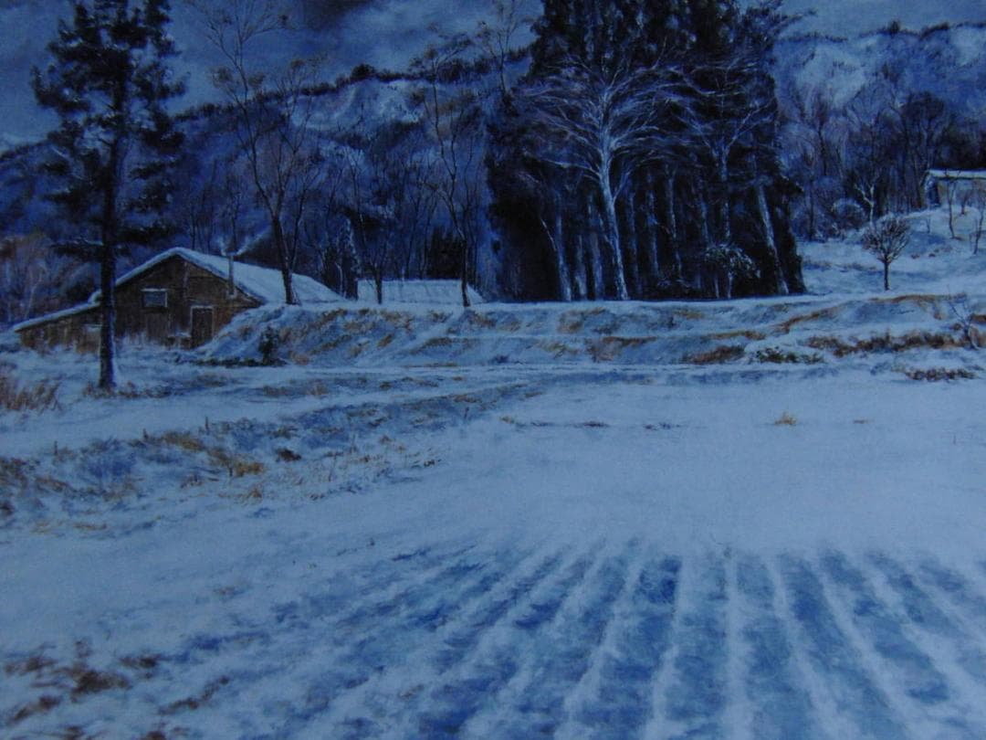 片野四郎、【冬ざれ】、希少な額装用画集より、新品額装付、状態良好