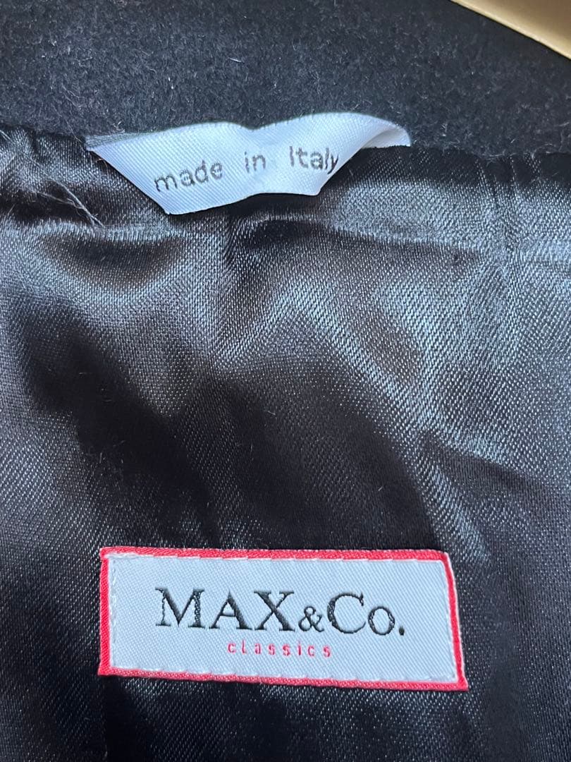アンゴラ混 MAX&Co チェスターコート 黒 ロングコート 125cmマキシ丈