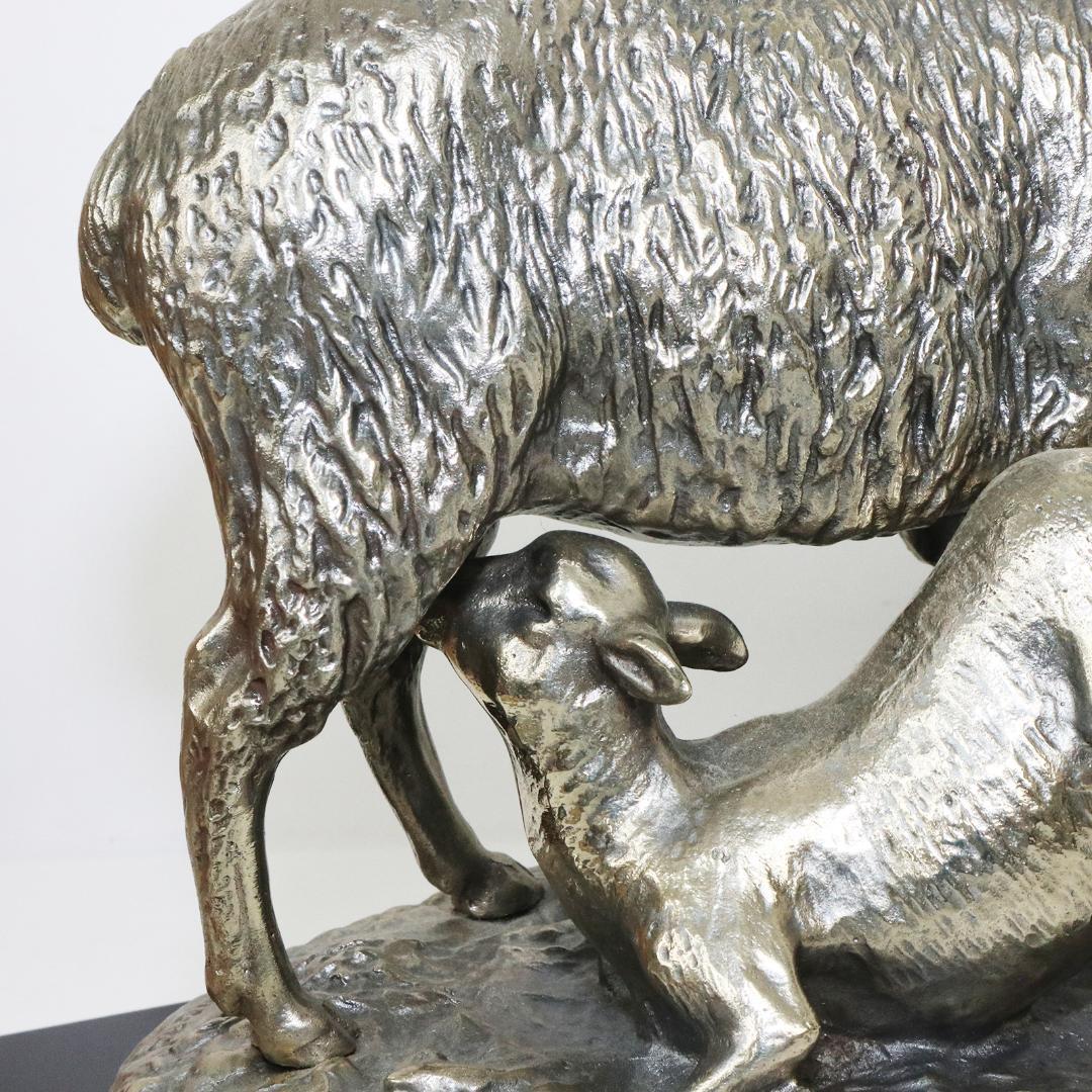 EMILE LIENARD エミール レナード　白銅製　羊　置物　栞　共箱