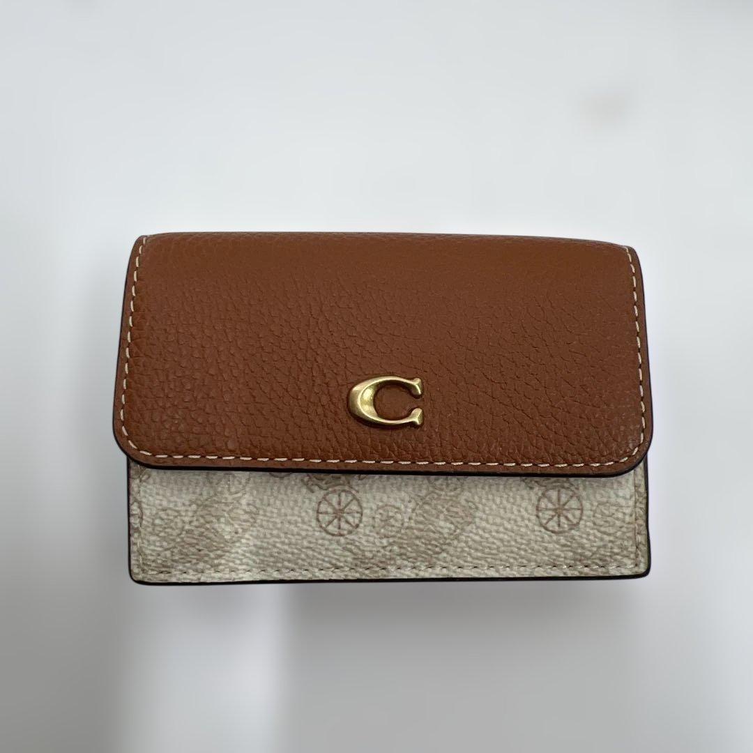 【新品未使用】COACHコーチ財布★ミニトライフォールドウォレット★ホース馬★白