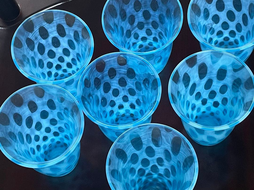 【★最終価格★】日本ガラス　アンティーク　オパルーセント　乳白色　7客