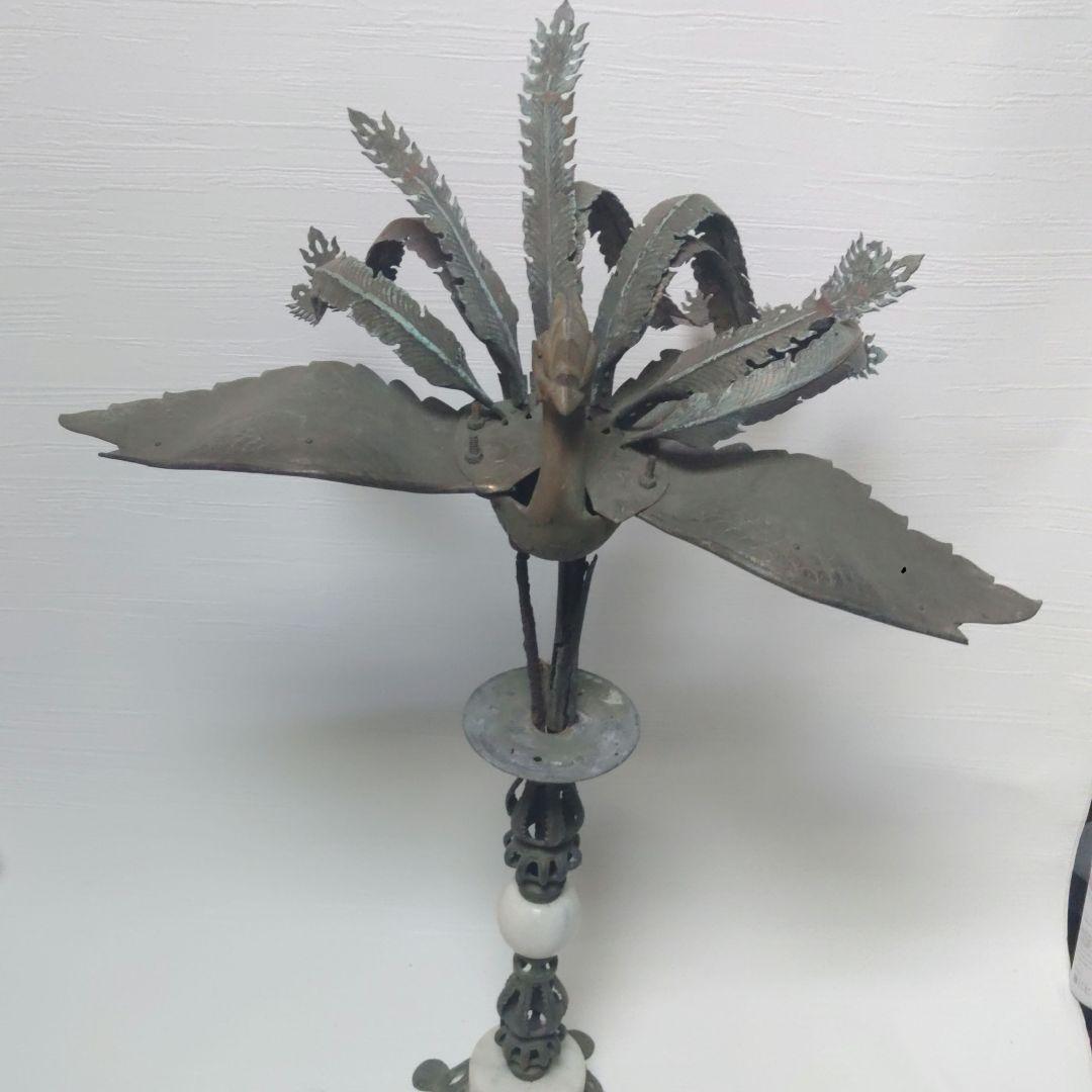 神輿　鳳凰　銅製　ランプ台　時代物　金属工芸　アンティーク　ミ10