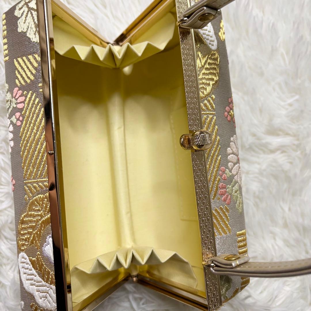 和装 フォーマルバッグ 金襴 花文様 シャンパンゴールド 式典 留袖 訪問着
