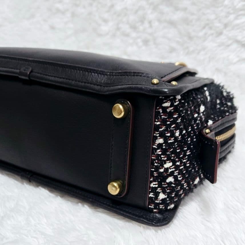 COACH ドリーマー ハンドバッグ 斜めがけ ツイード レザー 2way 黒