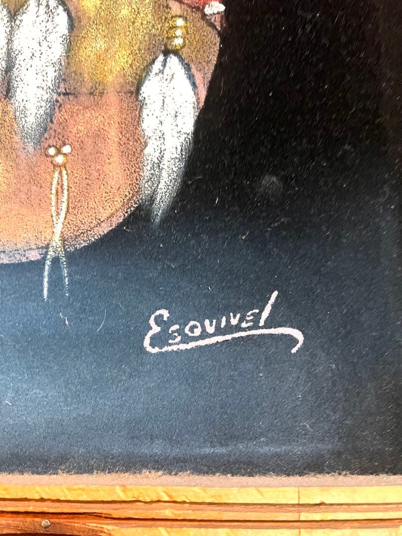 70s ビンテージ　ベルベットピクチャー　Esovivel ネイティブ　絵画