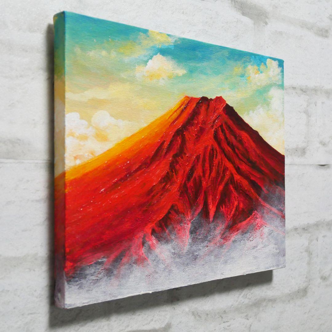 油絵 油彩 油彩画 絵 絵画 【朝焼けの紅富士】
