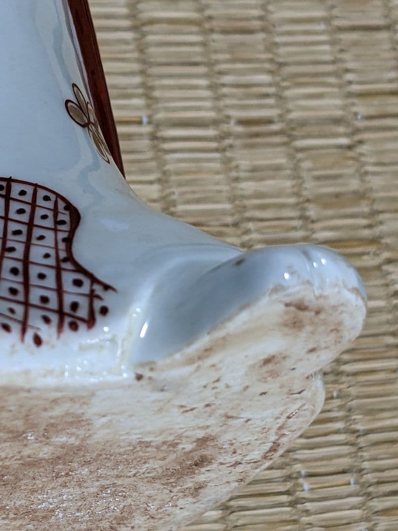 ♦柿右衛門様式 赤絵美人図 陶磁器人形 置物飾り 骨董品