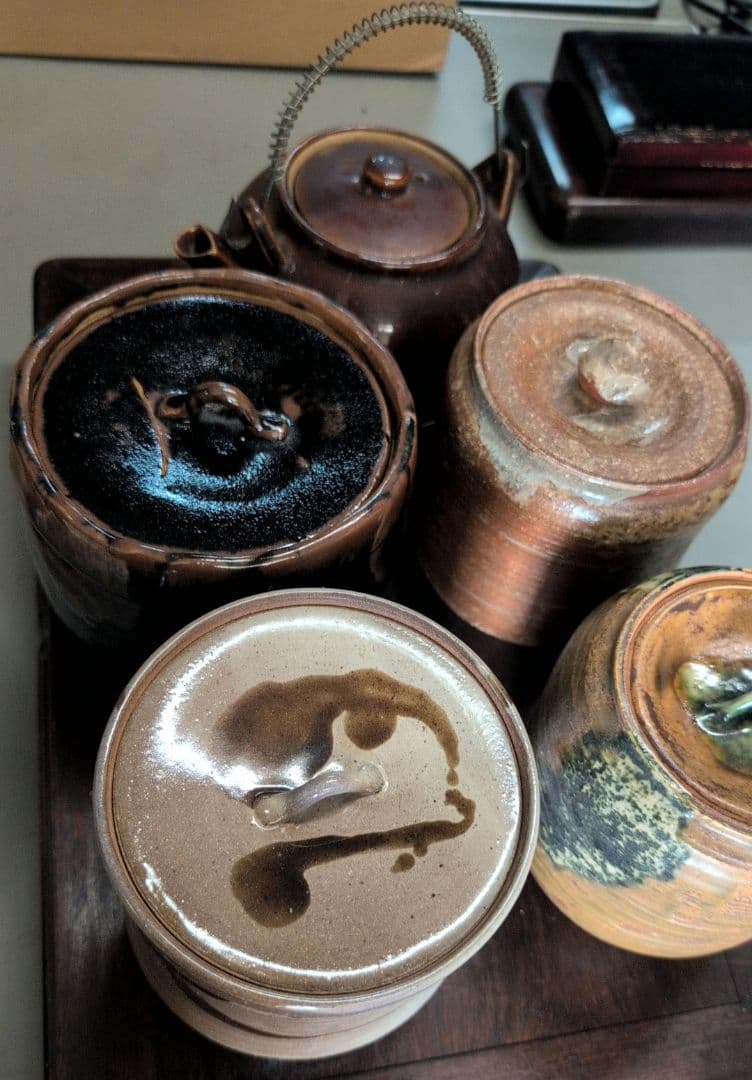 急須＋蓋付き壺セット 常滑焼風 民藝 焼き物 茶道具 茶器